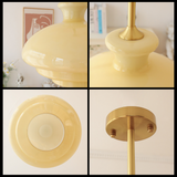 Bauhaus Pendant Lamp Of Cream Yellow Glass