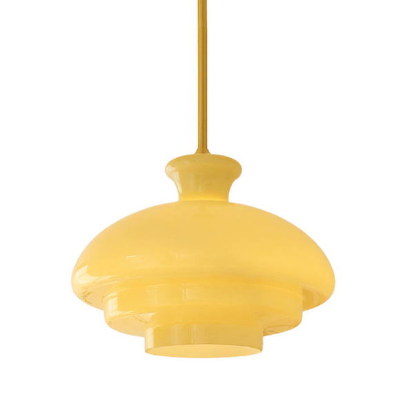 Bauhaus Pendant Lamp Of Cream Yellow Glass