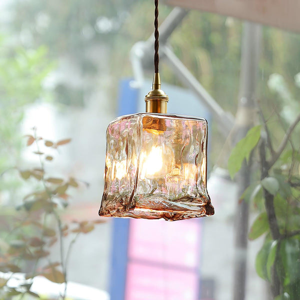 Vintage Brown Glass Pendant Lamp