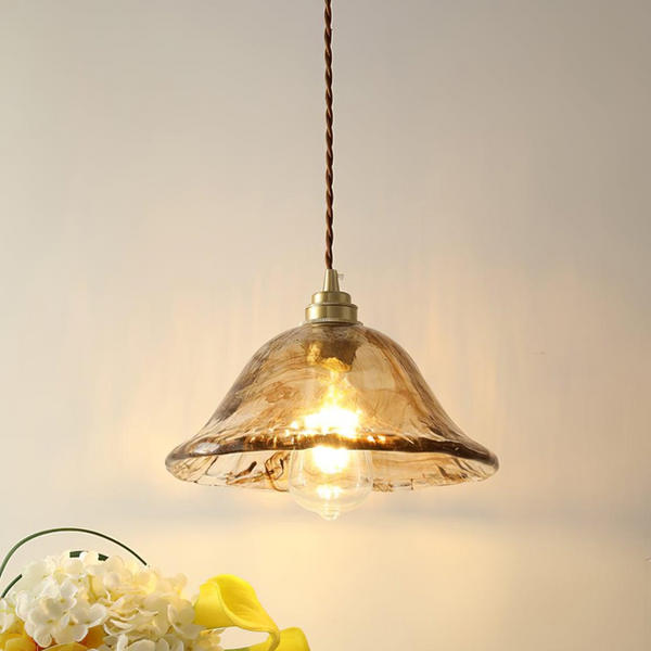Vintage Brown Glass Pendant Lamp