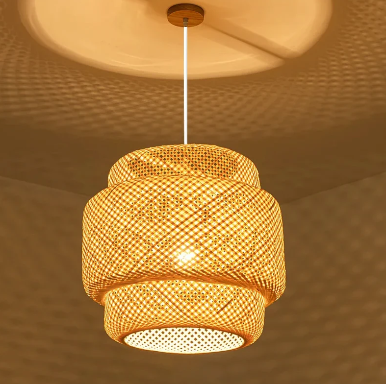ZenWeave Bamboo Pendant Lamp – Handwoven Japanese-Style Hanging Light for Home & Restaurant Decor