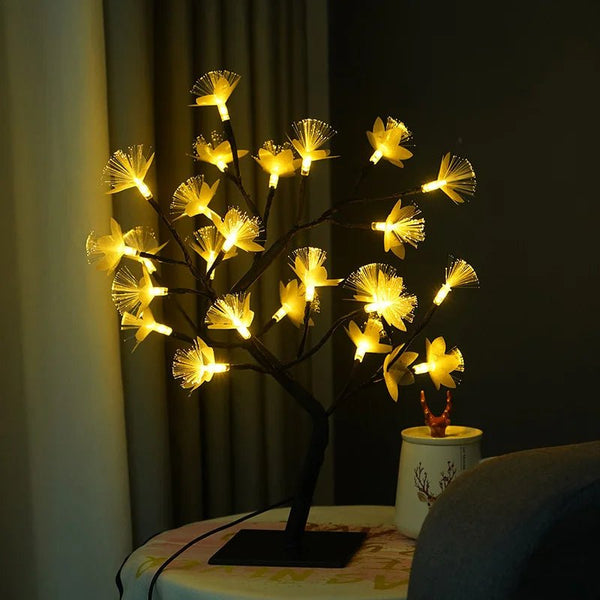 White Birch Fiberglass Flower Tree Light