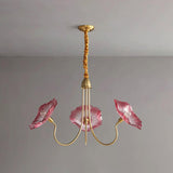 Vintage LED Flower Chandelier Made of Glass