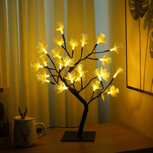 White Birch Fiberglass Flower Tree Light