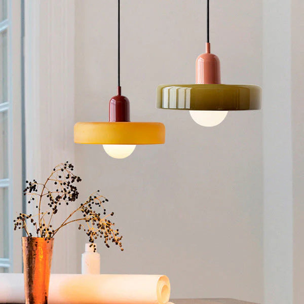 Bauhaus Pendant Lamp Made of Colored Glass