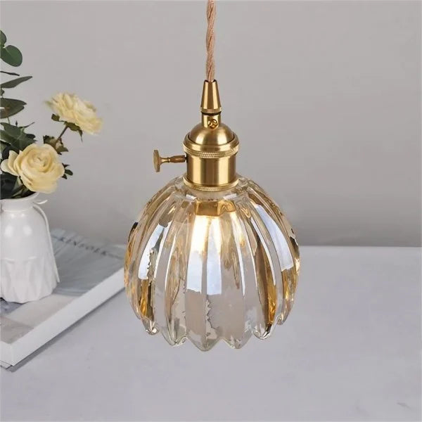 Japanese Retro Glass Flower Pendant Lamp