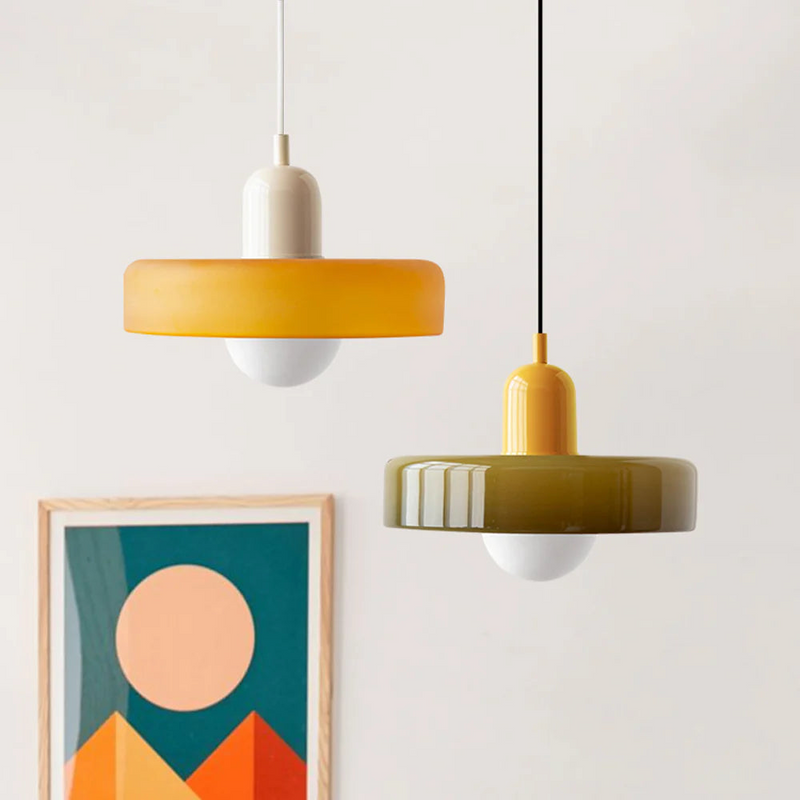 Bauhaus Pendant Lamp Made of Colored Glass