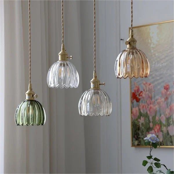 Japanese Retro Glass Flower Pendant Lamp