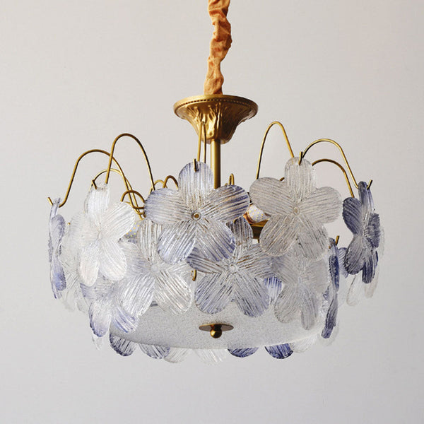 Vintage Flower Shape Stained Glass Chandelier