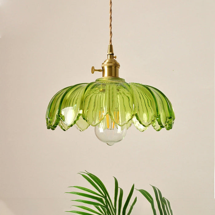 Vintage Glass Flower Pendant Lamp