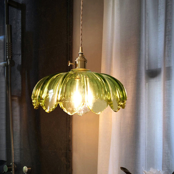 Vintage Glass Flower Pendant Lamp