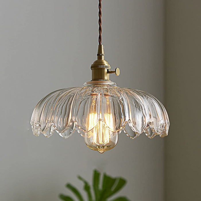 Vintage Glass Flower Pendant Lamp