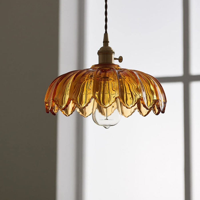 Vintage Glass Flower Pendant Lamp