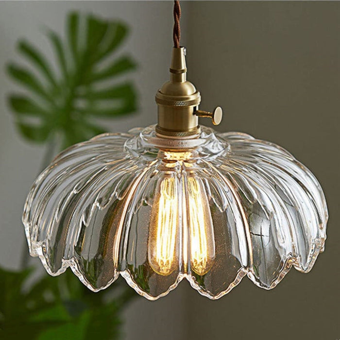 Vintage Glass Flower Pendant Lamp