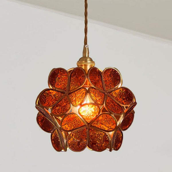 Glass Pendant Lamp in the Shape of a Flower