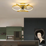 Flower LED Modern Recessed Ceiling Fan With Remote Control Ceiling Light