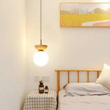 Minimalist Scandinavian Pendant Lamp Made of Half Wood