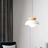 Minimalist Scandinavian Pendant Lamp Made of Half Wood