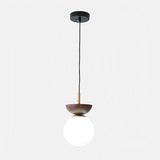 Minimalist Scandinavian Pendant Lamp Made of Half Wood