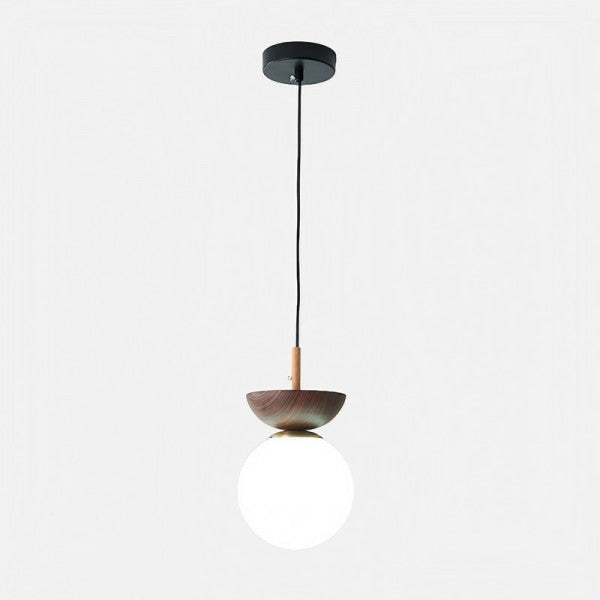 Minimalist Scandinavian Pendant Lamp Made of Half Wood