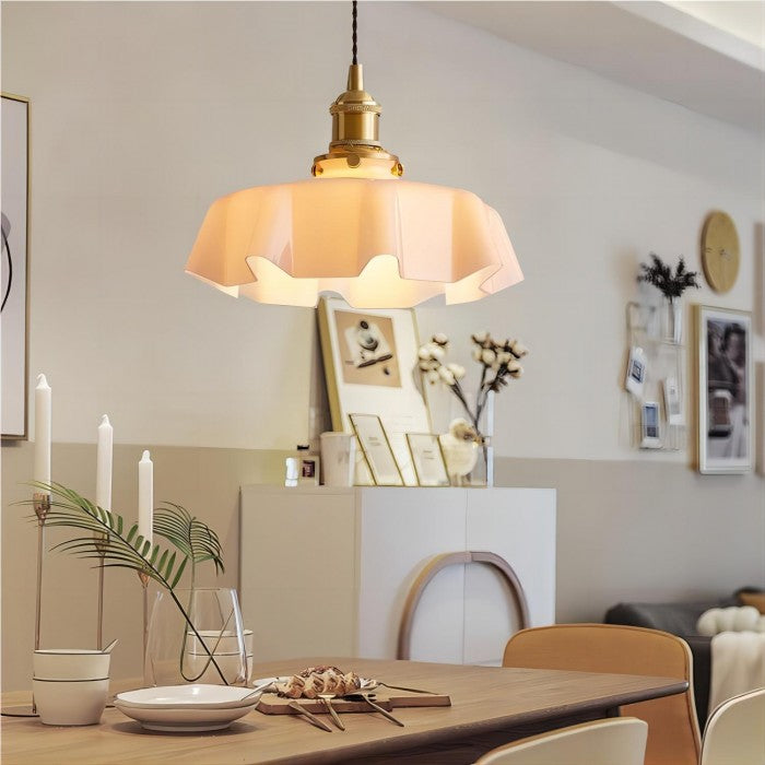 Retro Glass Flower Cream Pendant Lamp