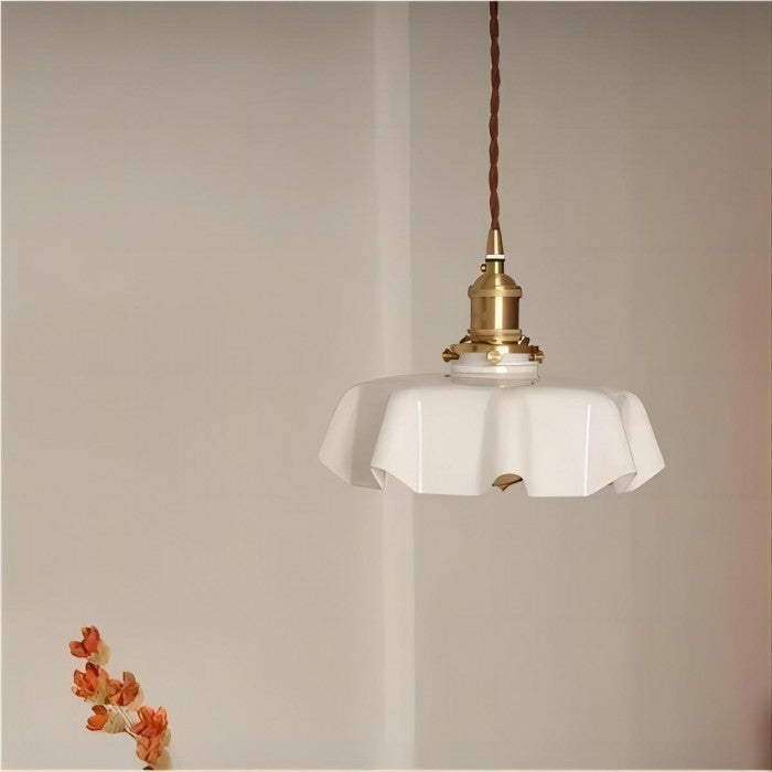 Retro Glass Flower Cream Pendant Lamp