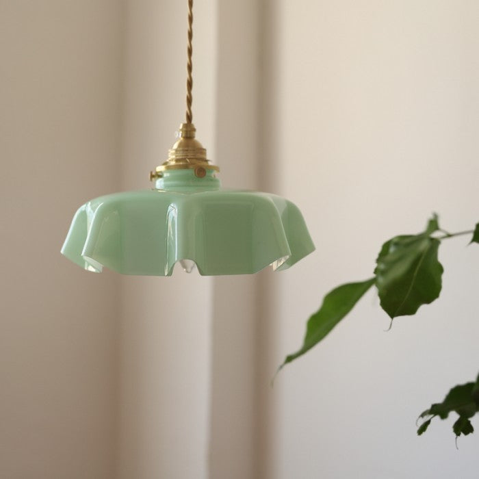 Retro Glass Flower Cream Pendant Lamp